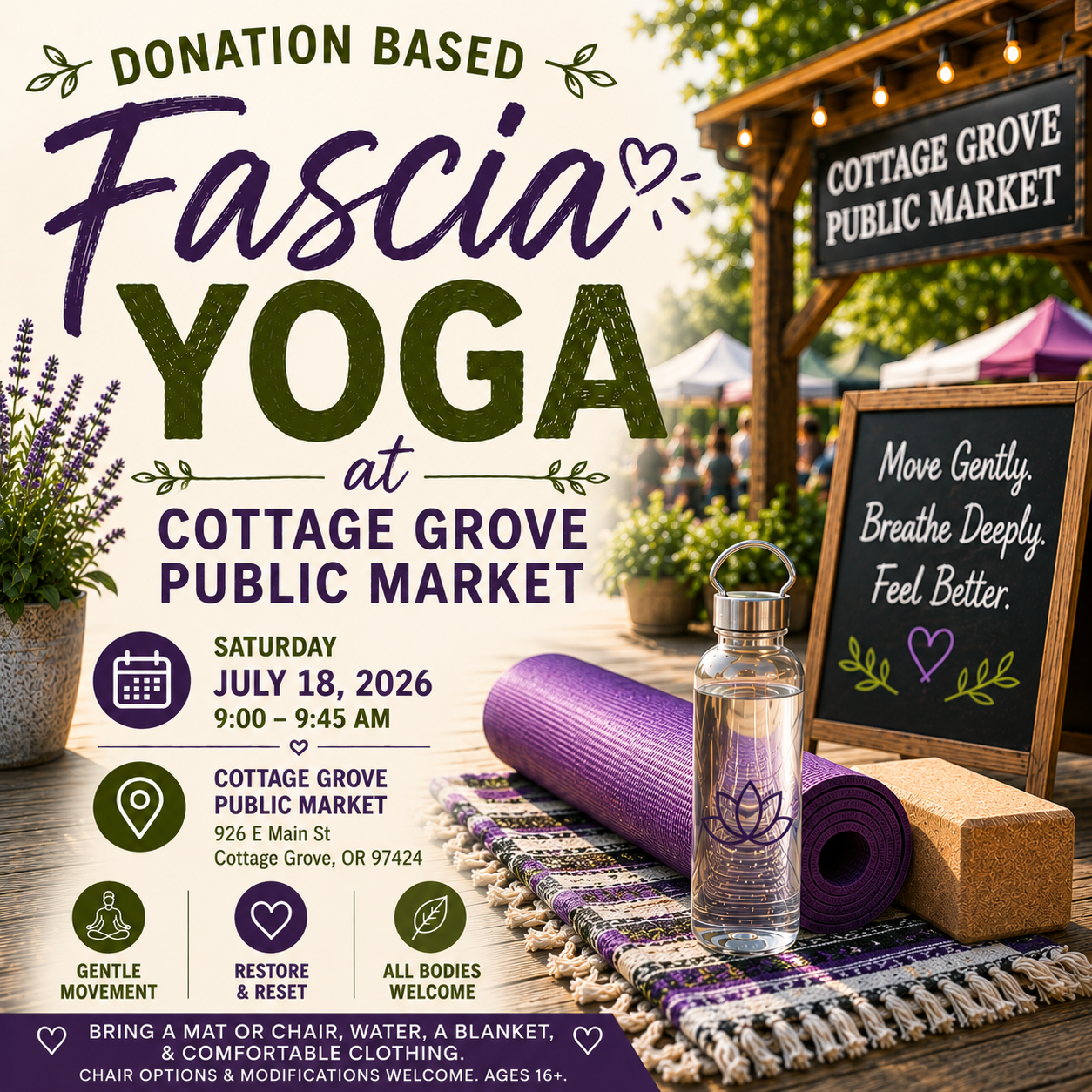 Donation Based Fascia Yoga at Cottage Grove Public Market
