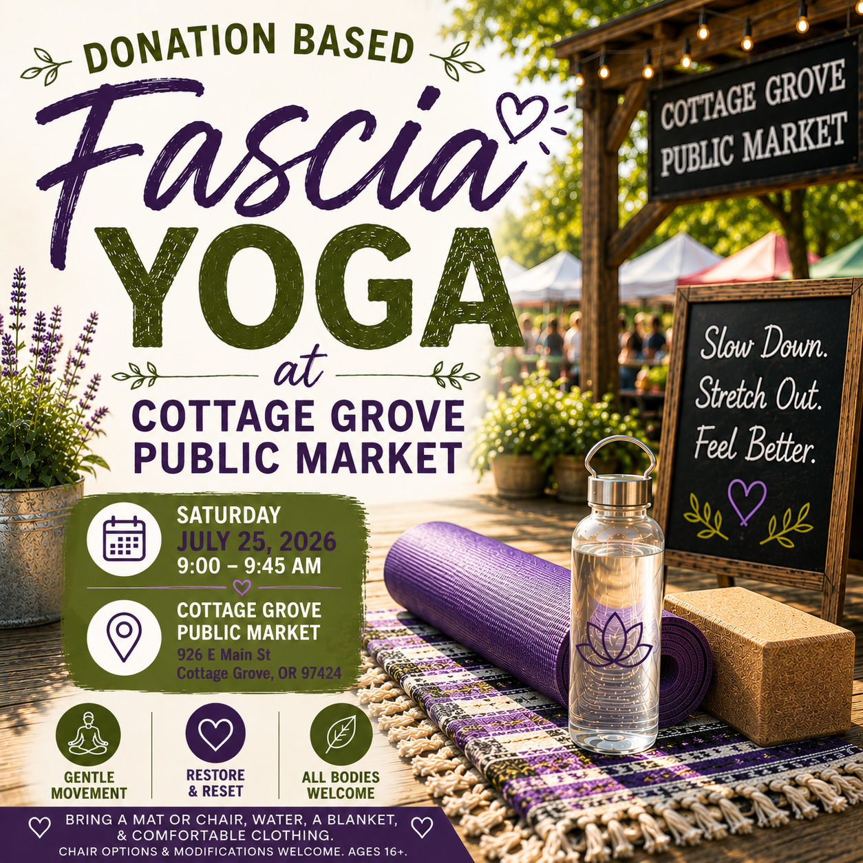 Donation Based Fascia Yoga at Cottage Grove Public Market