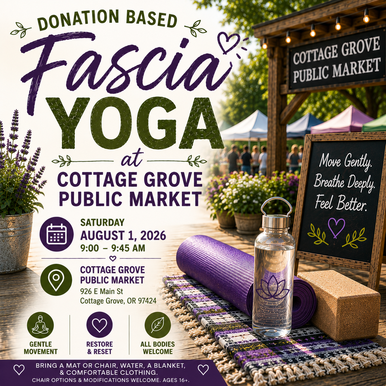 Donation Based Fascia Yoga at Cottage Grove Public Market