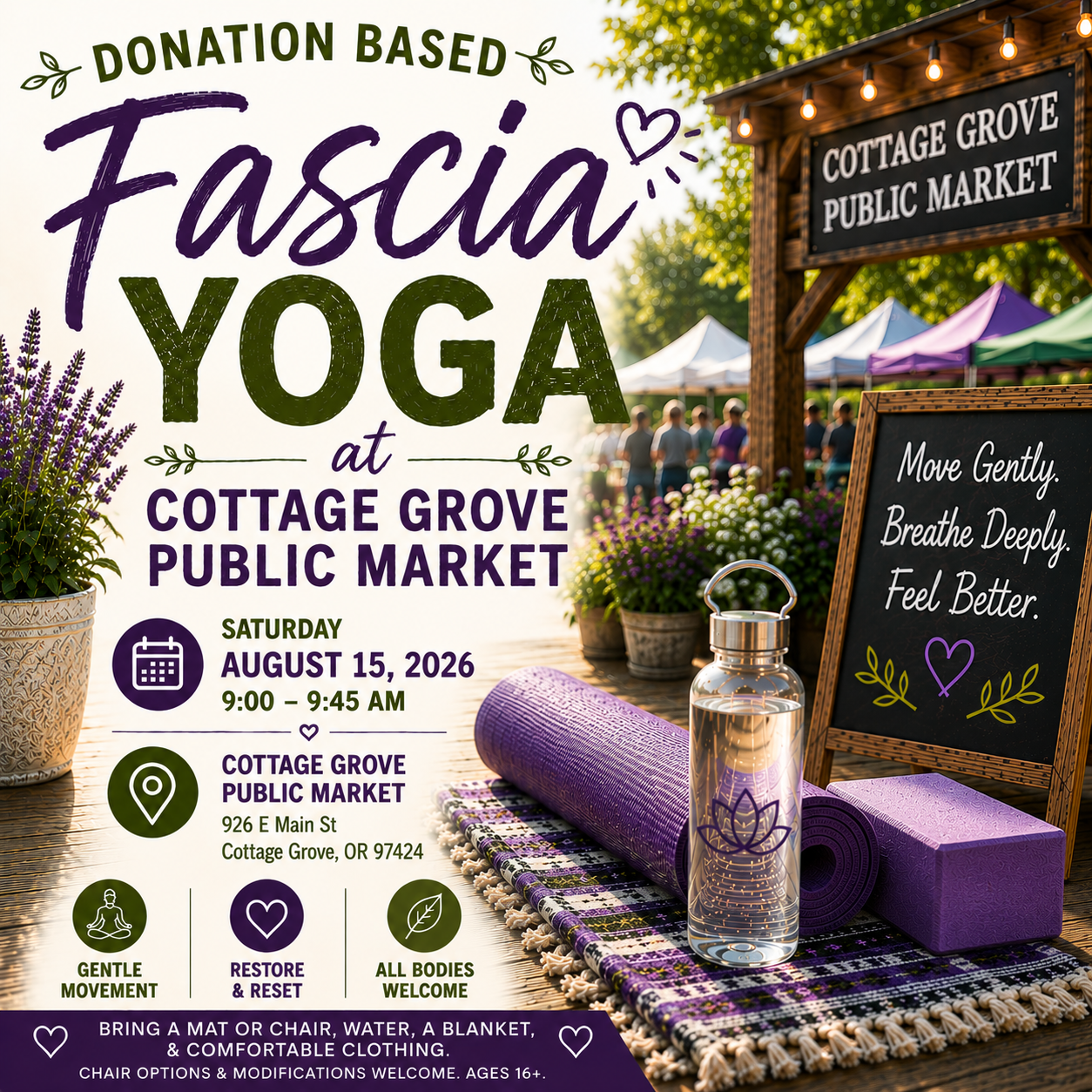 Donation Based Fascia Yoga at Cottage Grove Public Market