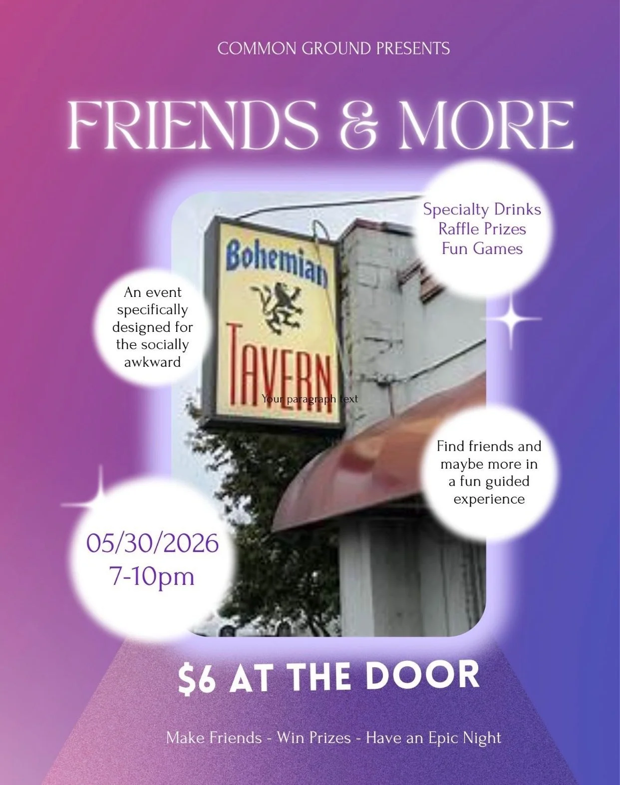 Friends & More Social Night at Bohemian Tavern