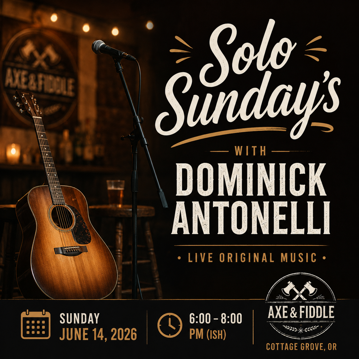 "Solo Sunday's" with Dominick Antonelli at Axe & Fiddle