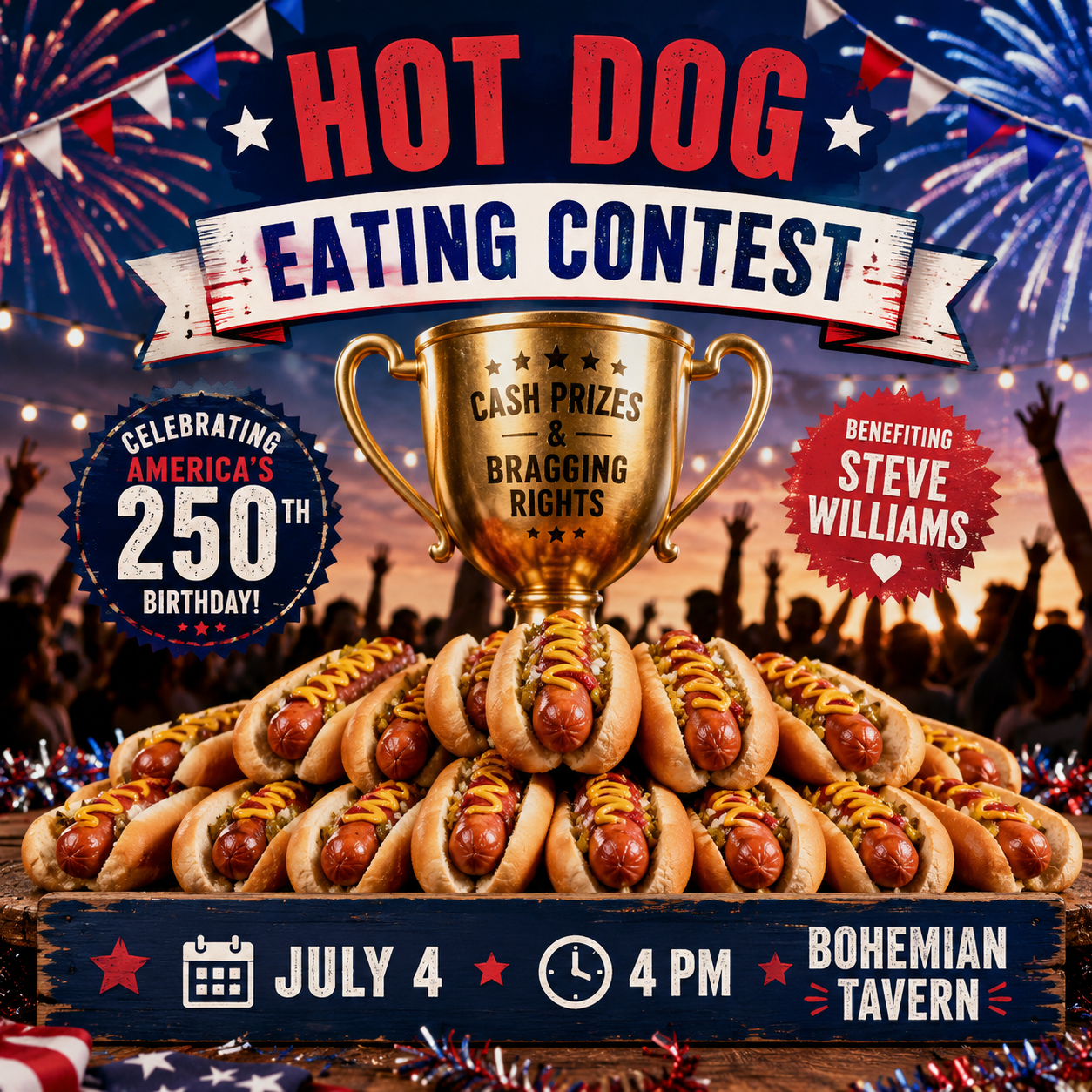 Bohemian Tavern's Independence Day Hot Dog Eating Contest & Fundraiser