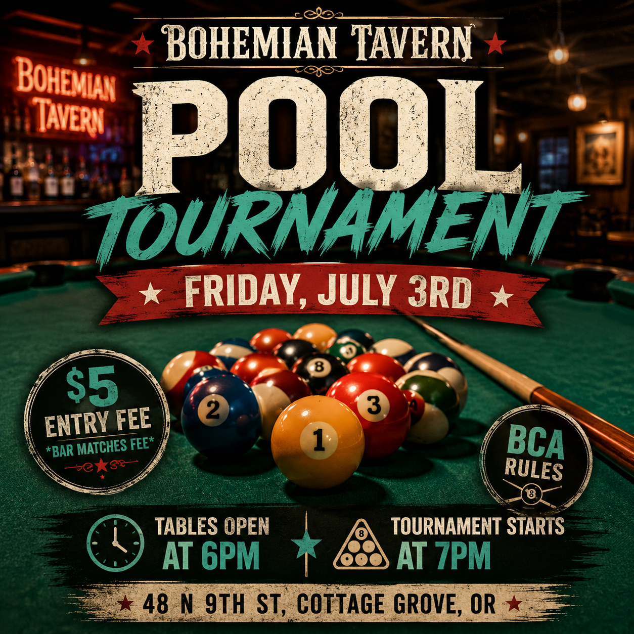Friday Night Pool Tournament at Bohemian Tavern