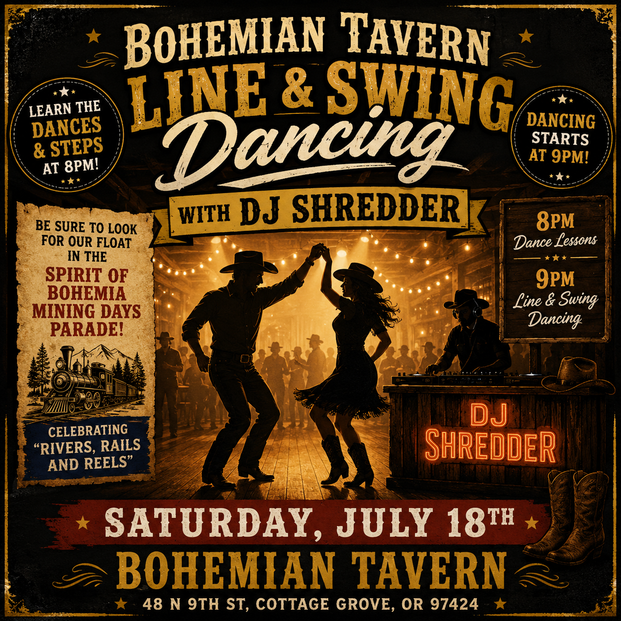 Line & Swing Dancing with DJ Shredder at Bohemian Tavern