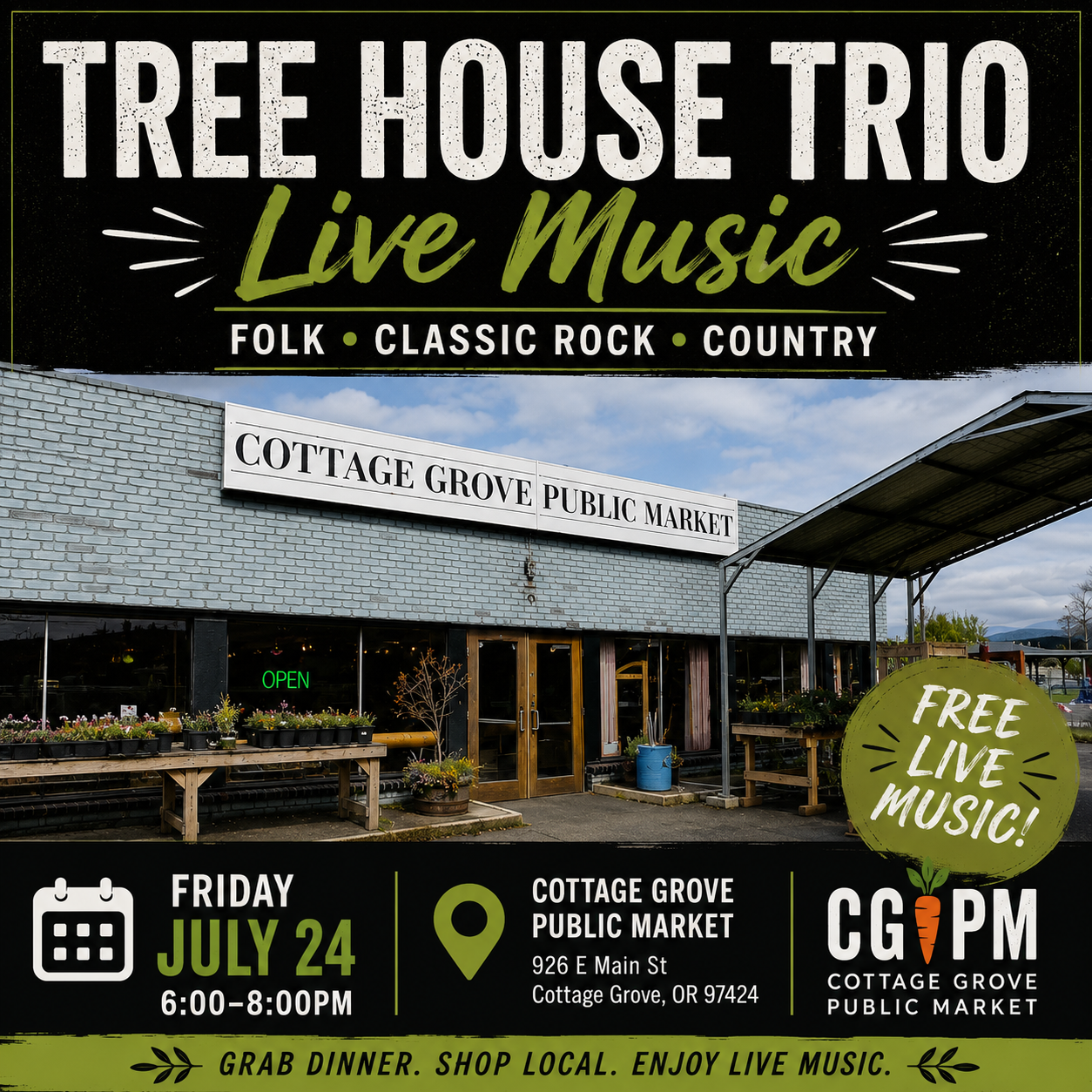 Tree House Trio Live at Cottage Grove Public Market