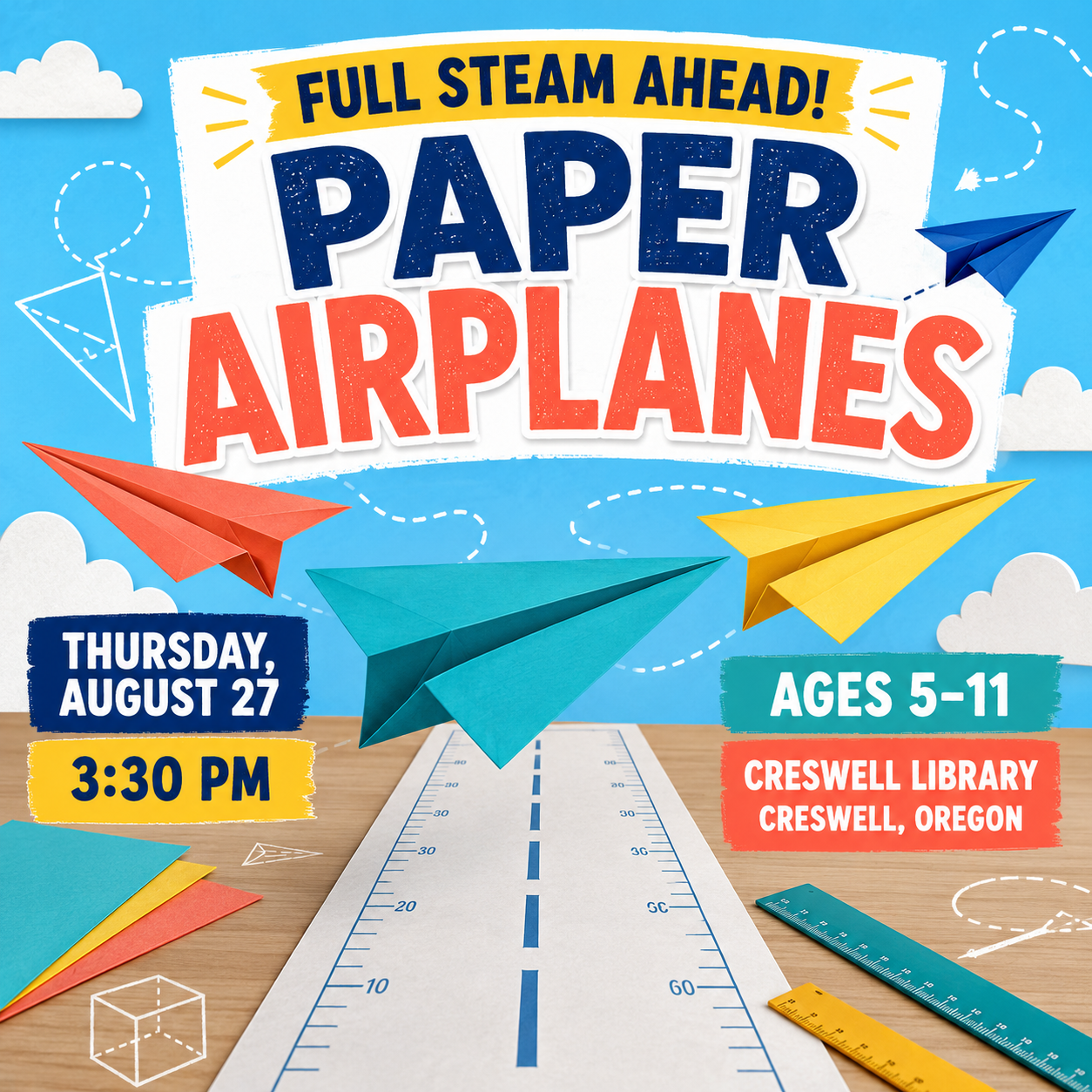 Full STEAM Ahead! Paper Airplanes at Creswell Library