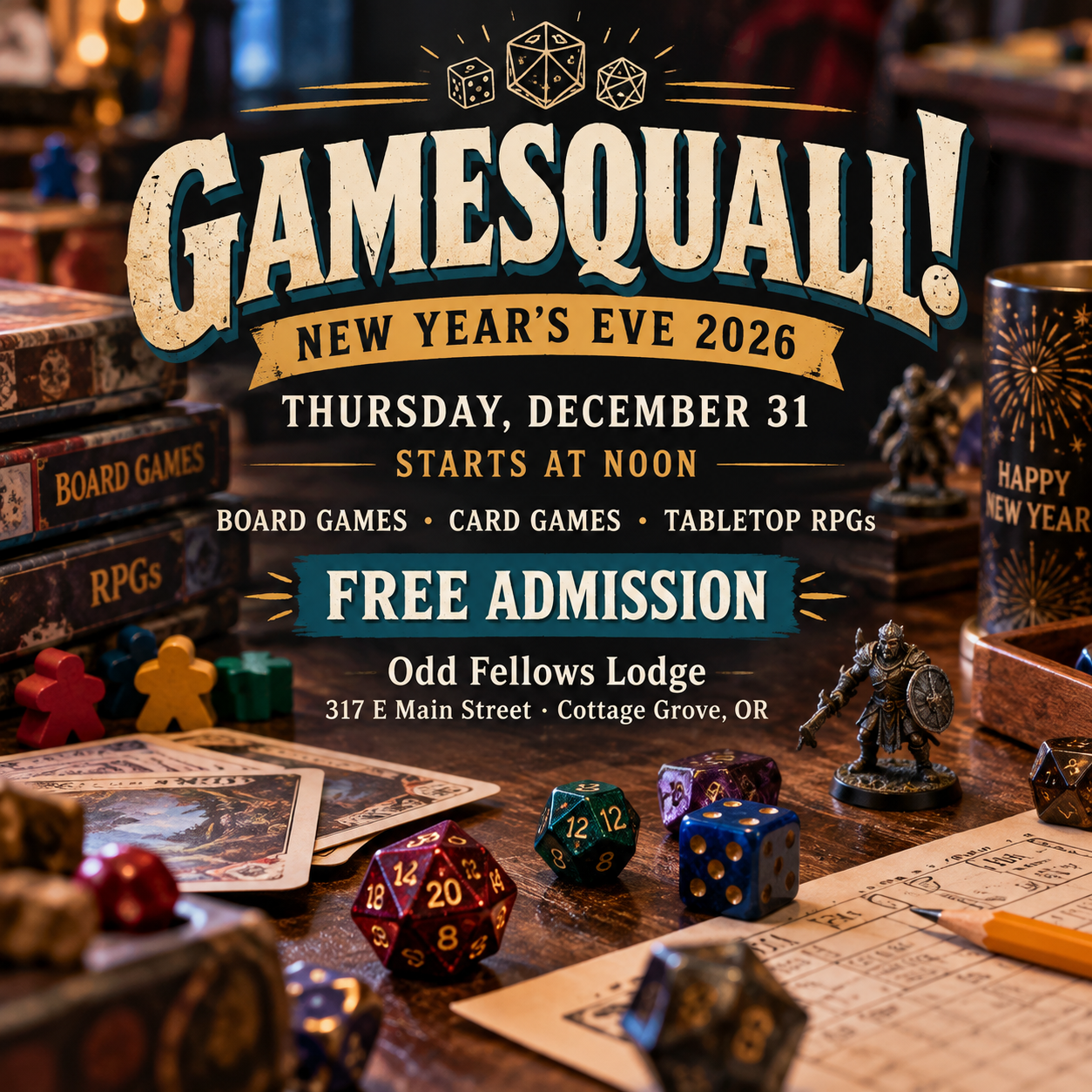 Gamesquall! 2026: Free New Year's Eve Board Game Convention in Cottage Grove
