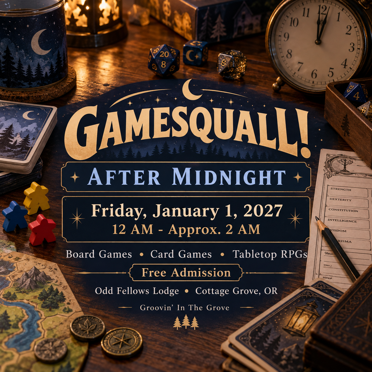 Gamesquall! 2027: Free New Year's Day After-Midnight Gaming in Cottage Grove
