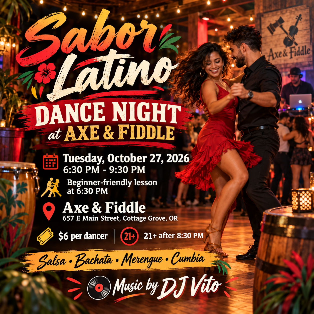 Sabor Latino Dance Night 2026: Salsa, Bachata & Latin Dancing in Cottage Grove