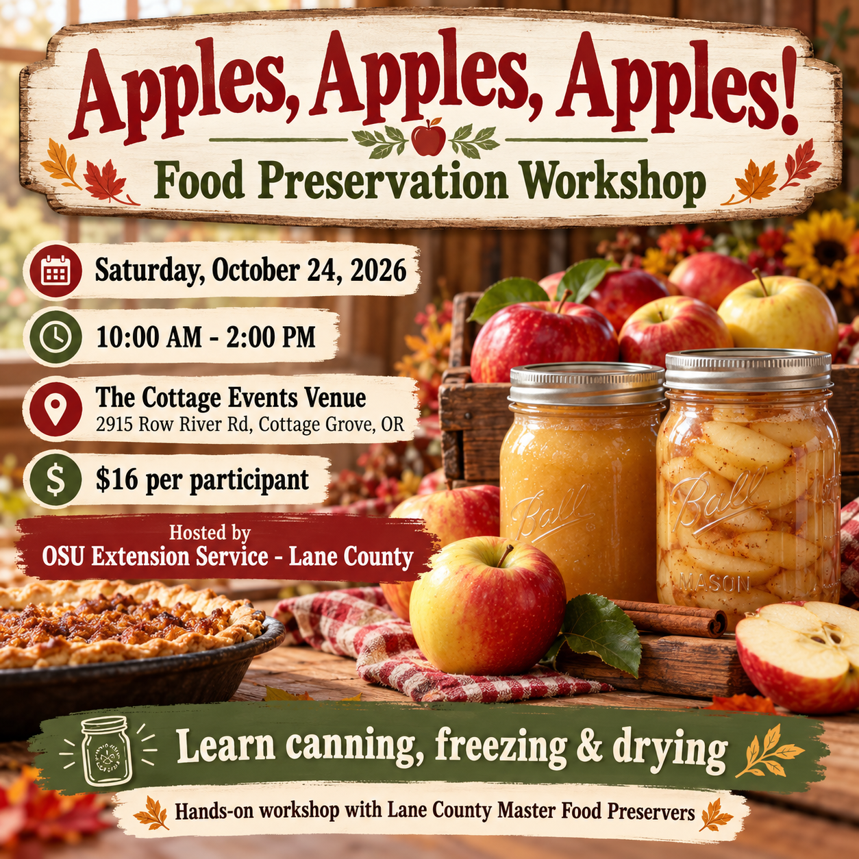 Apples, Apples, Apples! 2026 | Apple Canning & Food Preservation Workshop in Cottage Grove