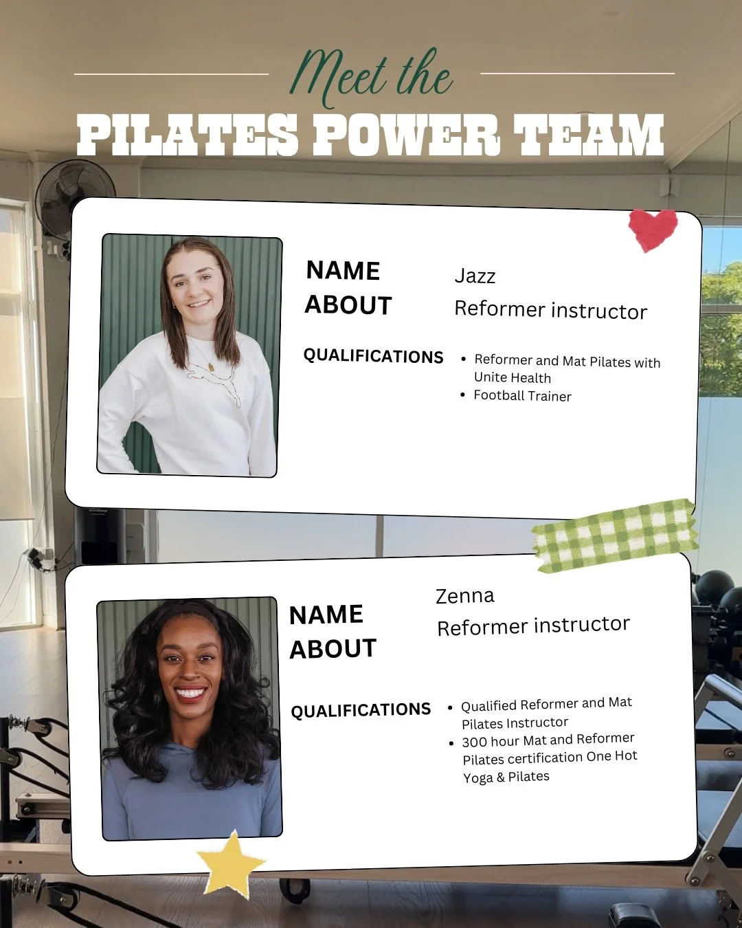 Part 2 of the Pilates Power crew ⚡️

And here&rsquo;s the rest of the legends who&rsquo;ll be behind the mic, fixing your form, and pushing you through those last few reps.

That&rsquo;s the full team &mdash; ready to make you shake (in the best way)