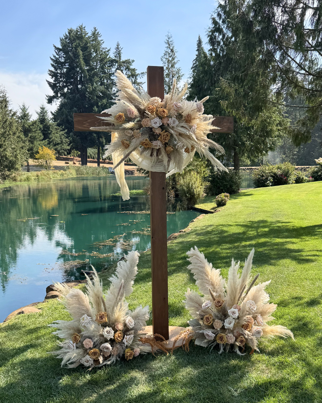 Celebration of life floral installation from Portland florist, Blushful Blooms