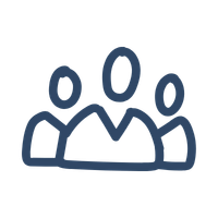 Outline of three people standing together.