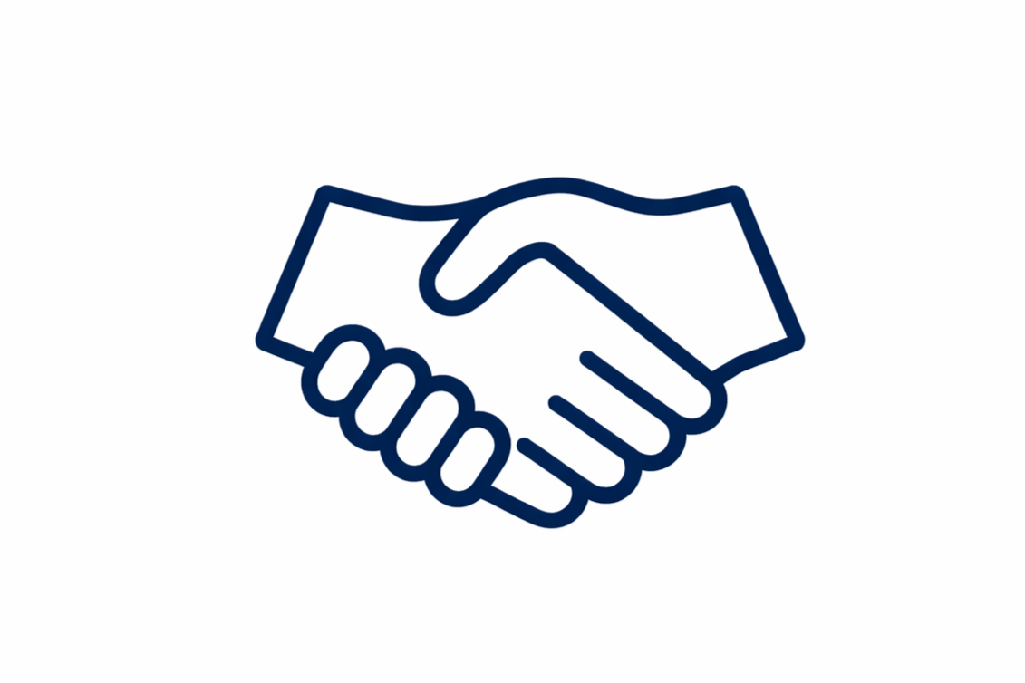 Icon of a handshake representing agreement or cooperation.