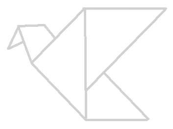 Line art illustration of a paper origami bird.