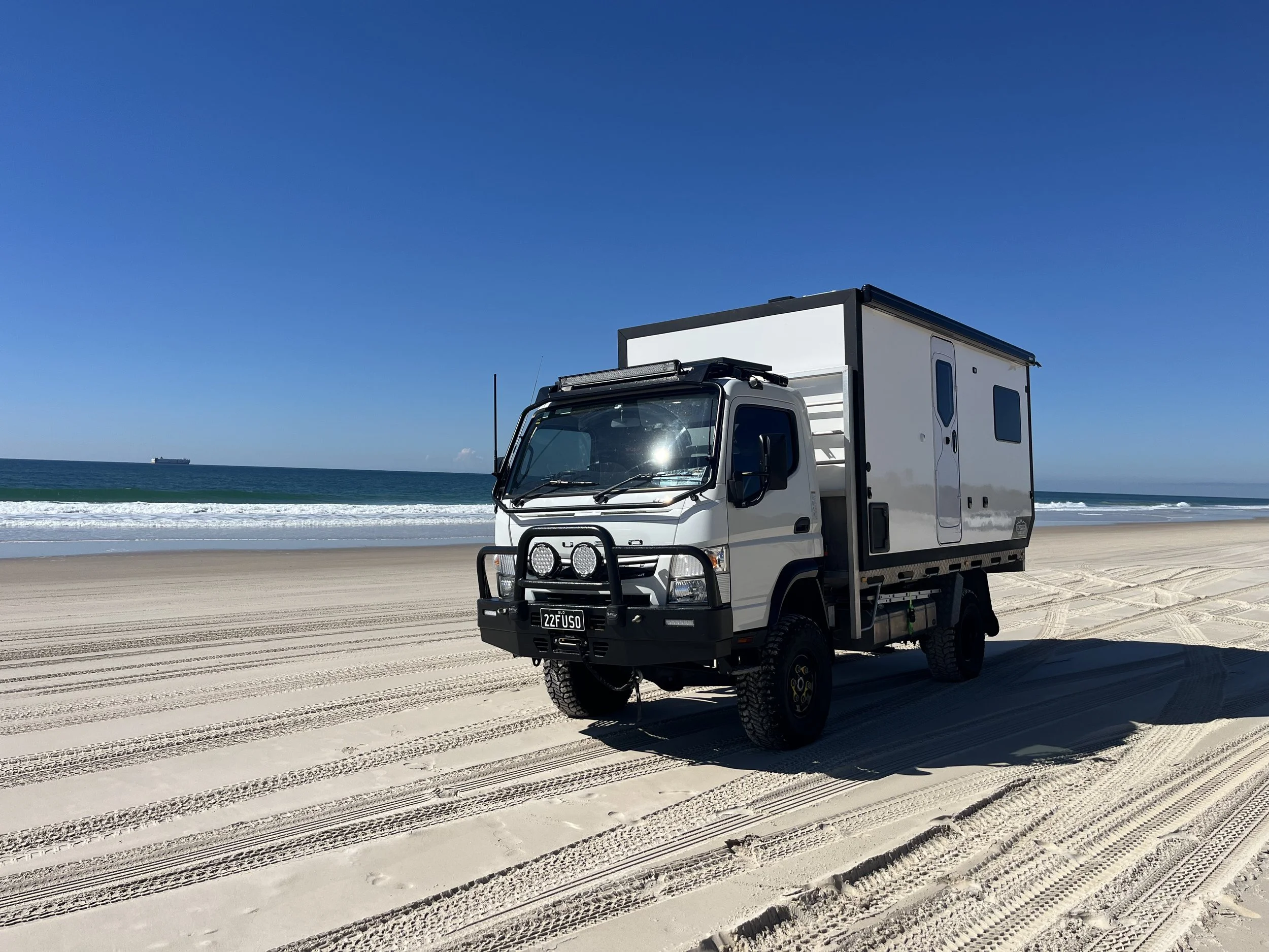 Expedition Habitat overland camper box on a remote Australian beach