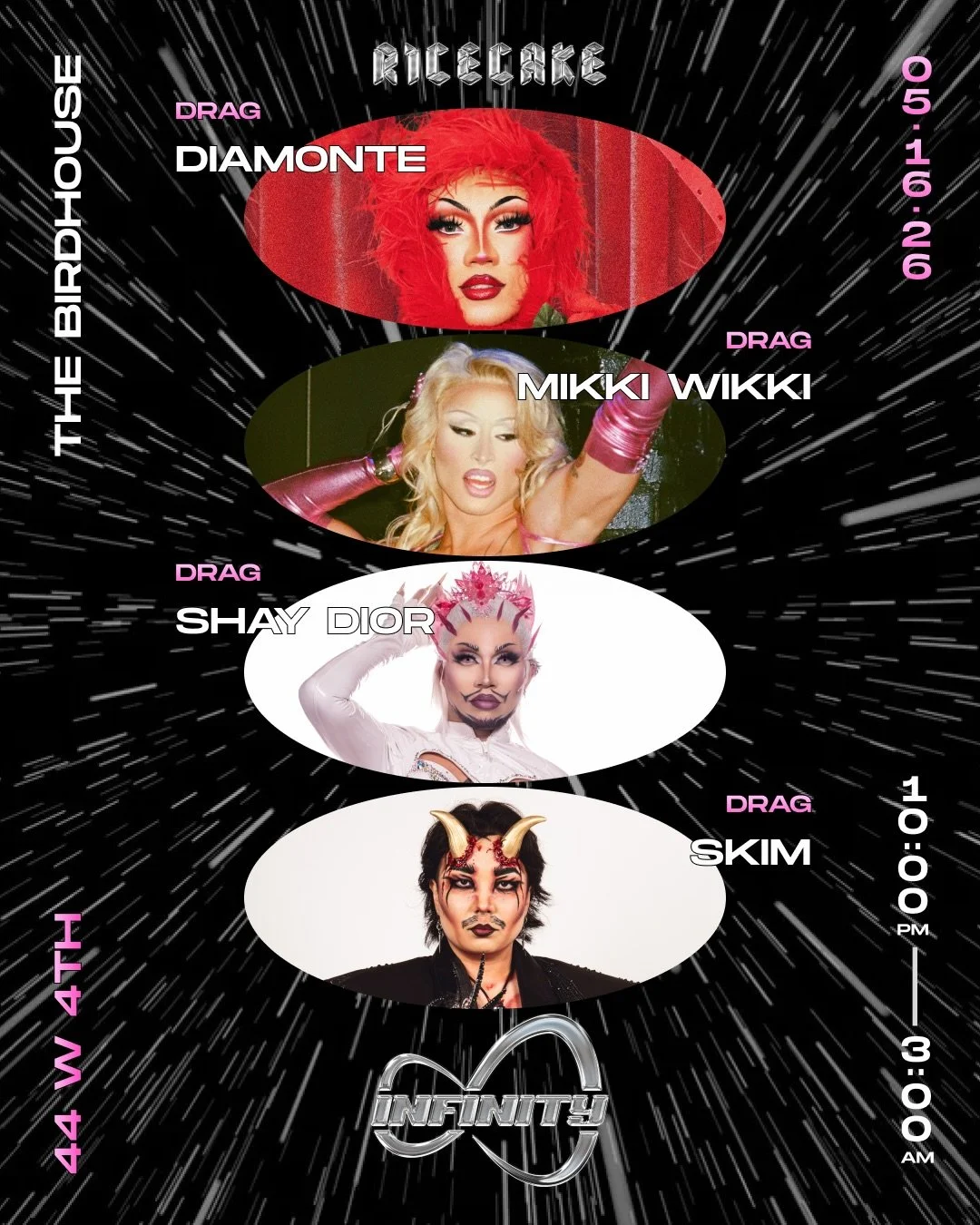 Allergic to not serving. 😘
Your fave queer Asian party is turning ATE. Join us in Infinity. ♾️&nbsp;

𝗣𝗢𝗣-𝗨𝗣 𝗗𝗥𝗔𝗚 𝗣𝗘𝗥𝗙𝗢𝗥𝗠𝗔𝗡𝗖𝗘𝗦
&infin; DIAMONTE | @the_diamonte
&infin; MIKKI WIKKI | @mikki.wikki
&infin; SHAY DIOR | @thatshaydior