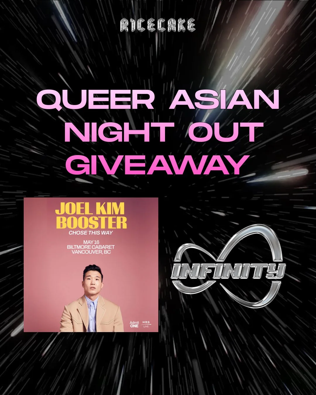 Joel Kim Booster and then ♾️ Infinity ♾️? We planned the most queer Asian May 16 possible. You just have to show up.

🚨 GIVEAWAY 
One lucky winner (and their plus one) gets to see Joel Kim Booster live... and then rave at ♾️ Infinity ♾️ later that n