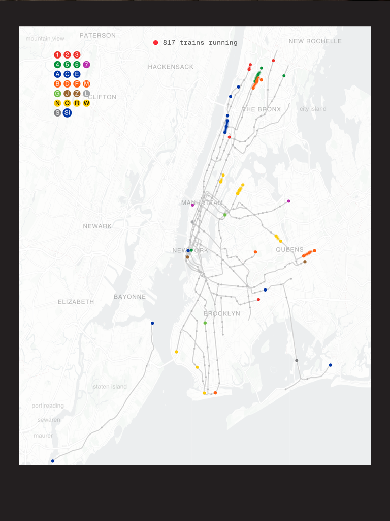 New Musical Genre: Train Jazz - Created by Joshua Wolk, Train Jazz transforms the real-time movement of trains through the New York City Subway into a calm, immersive musical experience. What first appears simple reveals surprising depth. Built from 