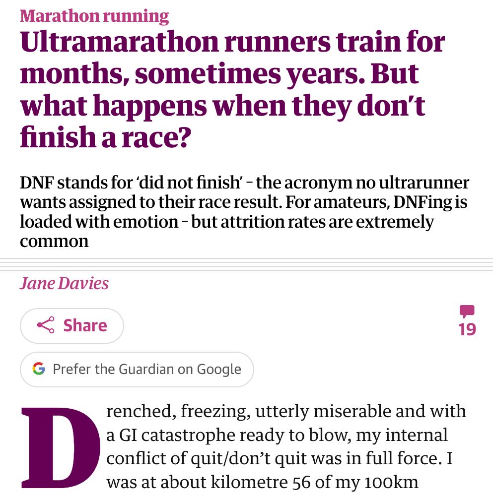 The Guardian article DNF Jane Davies