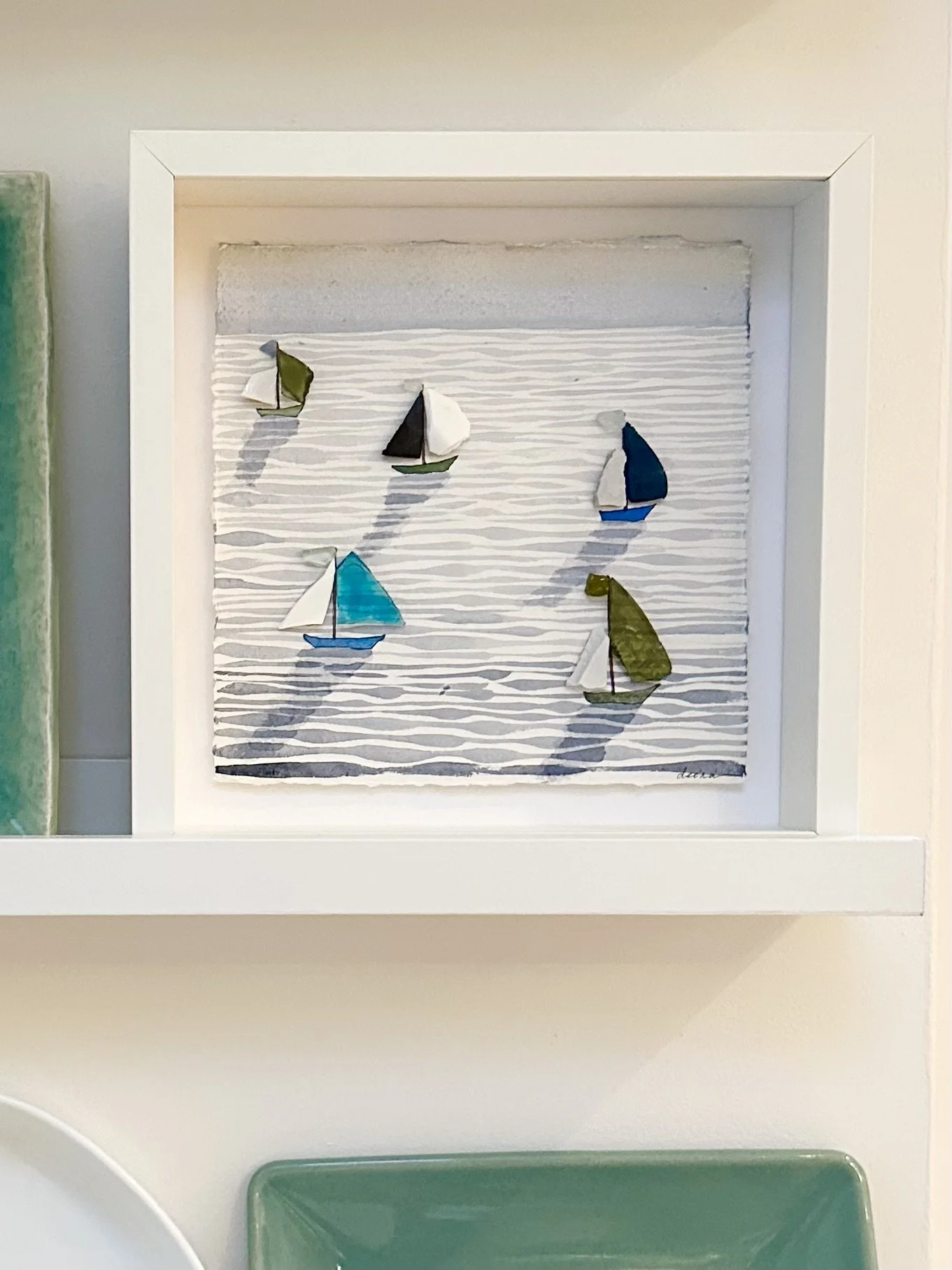 Coastal Sailboat Watercolour, Framed Original - Sailboats #RS122