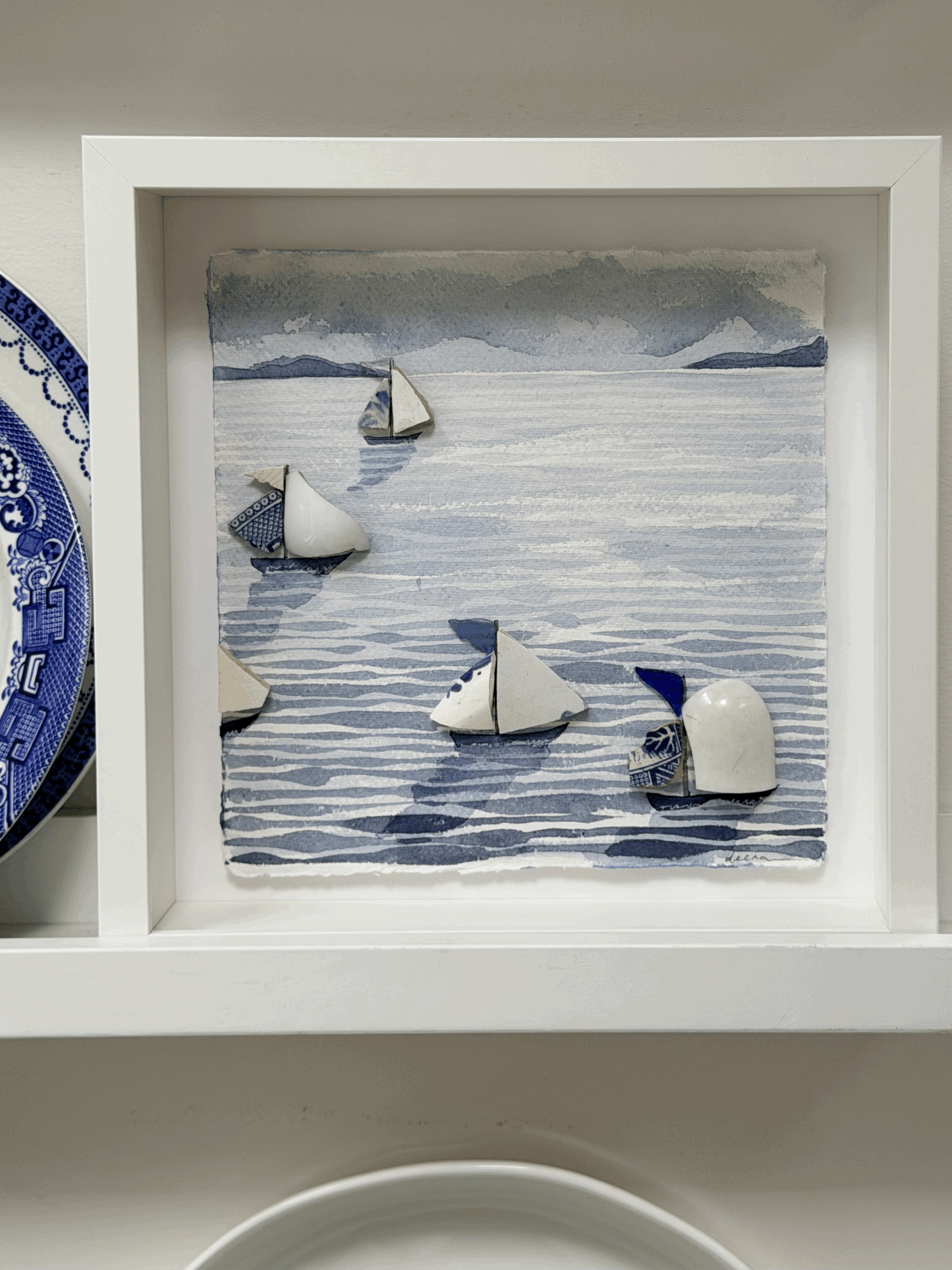 Coastal Sailboat Watercolour, Framed Original - Sailboats #RS143