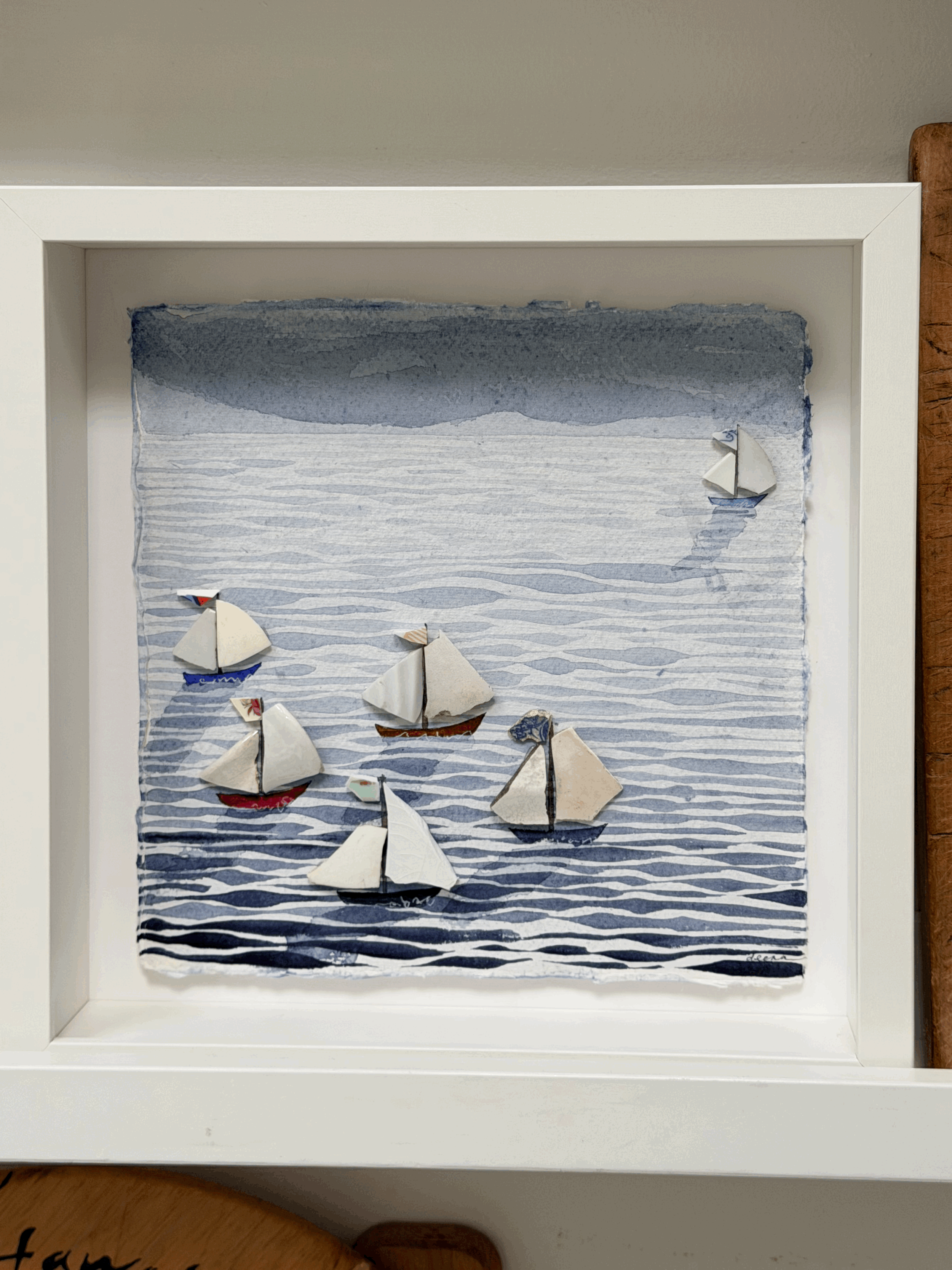 Coastal Sailboat Watercolour, Framed Original - Sailboats #RS145
