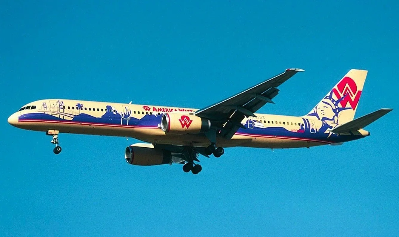 N902AW B757-200 AMERICA WEST COAST TO COAST COLORS ORD 27L