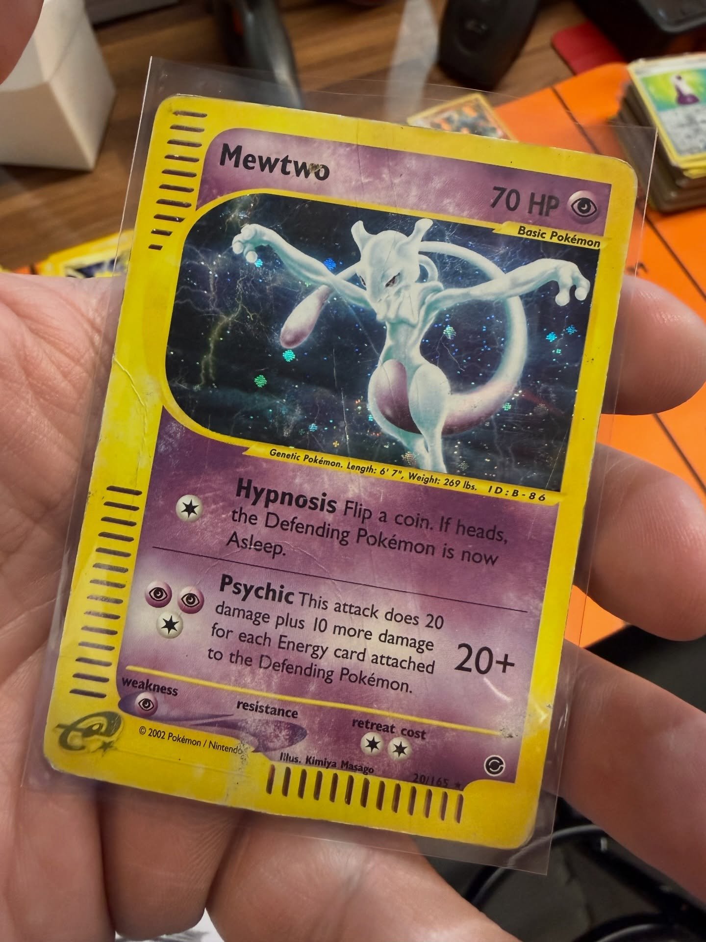 You never know what gems will come in. This rare Expedition Mewtwo came in today. Basically damaged, but wow how it still holds value even in its condition.