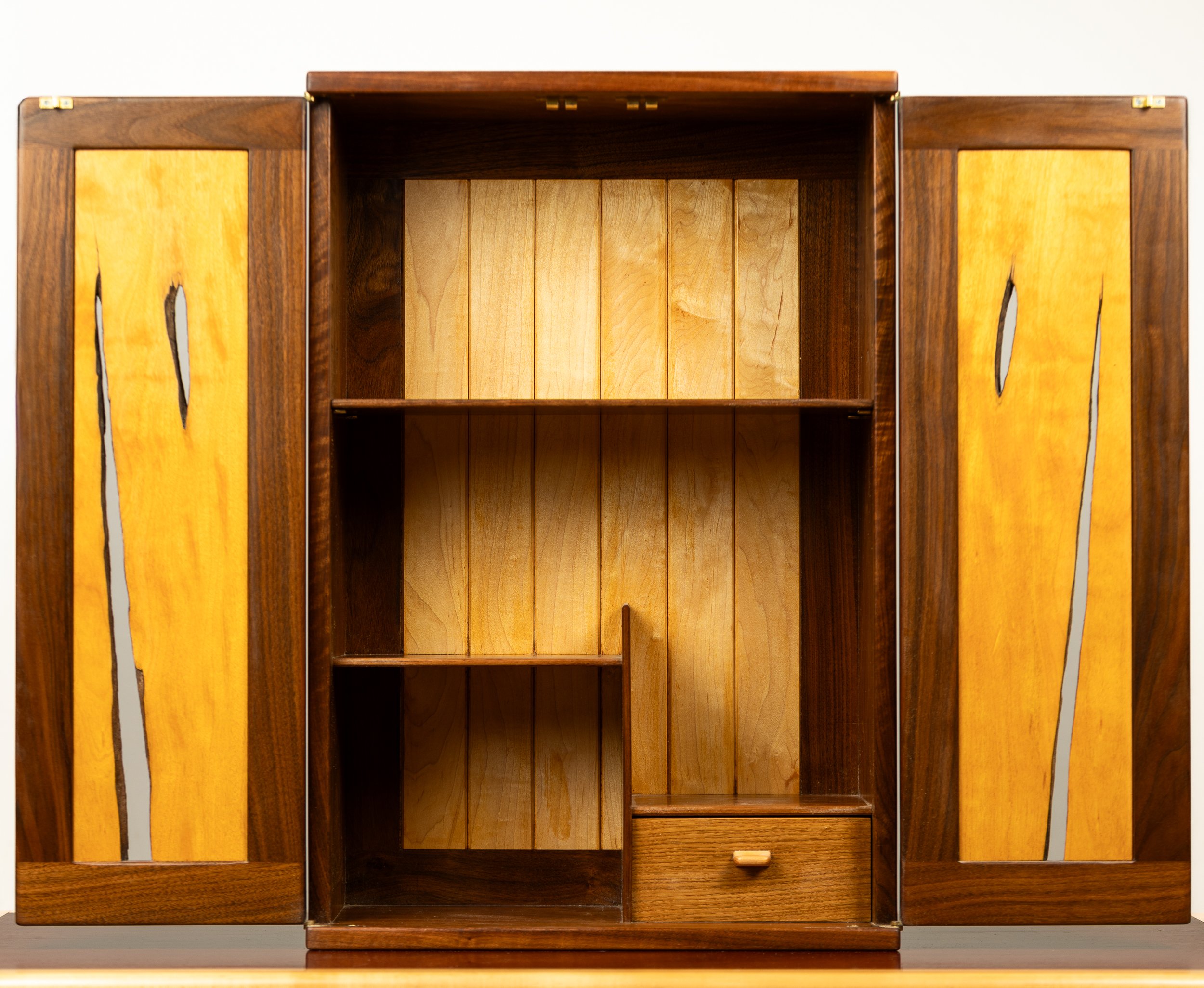 Cabinet | Yellow Cedar Live Edge Door with Walnut, Maple, and