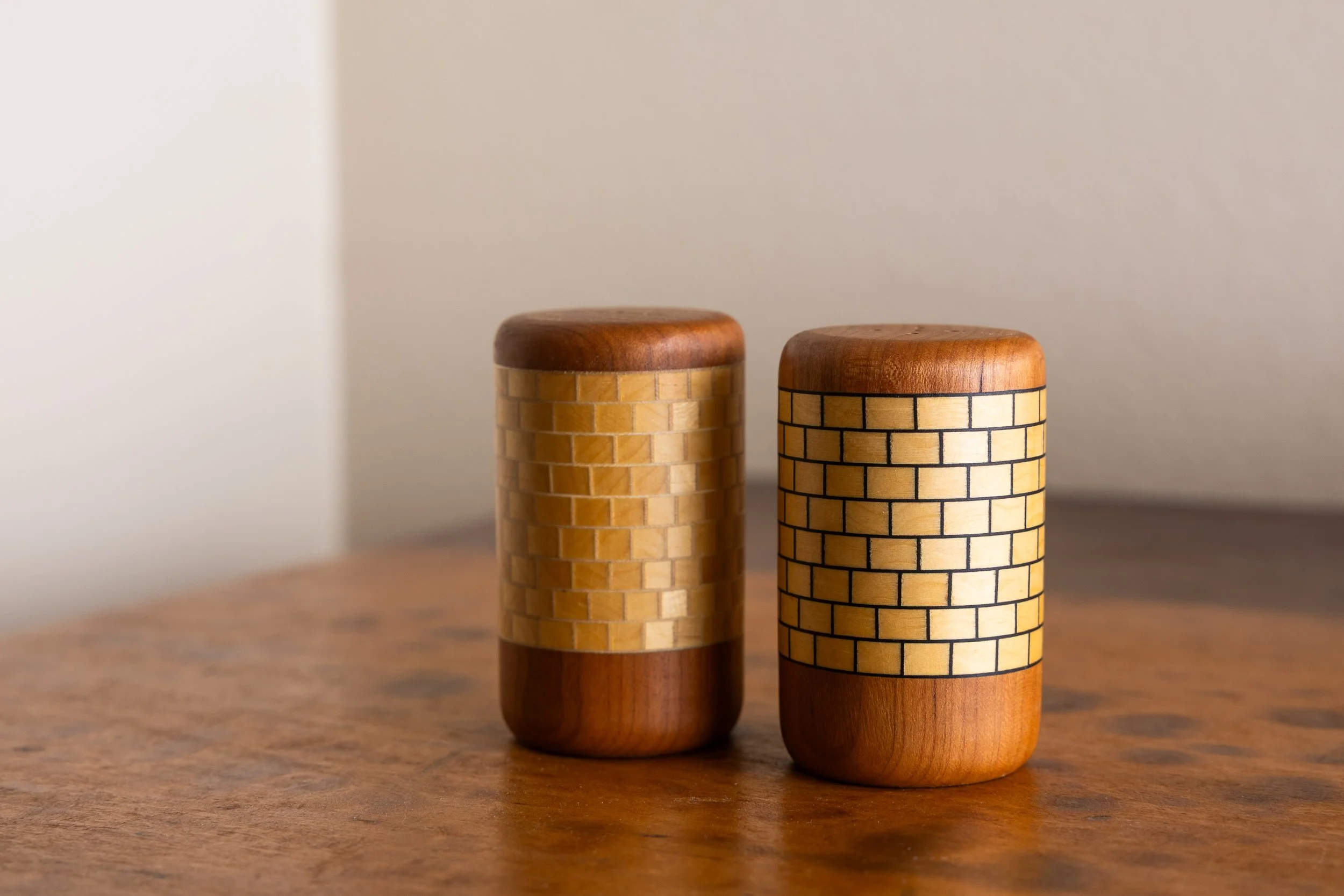 Segmented Salt and Pepper Shaker | F/V Erin Yellow Cedar and Cherry 