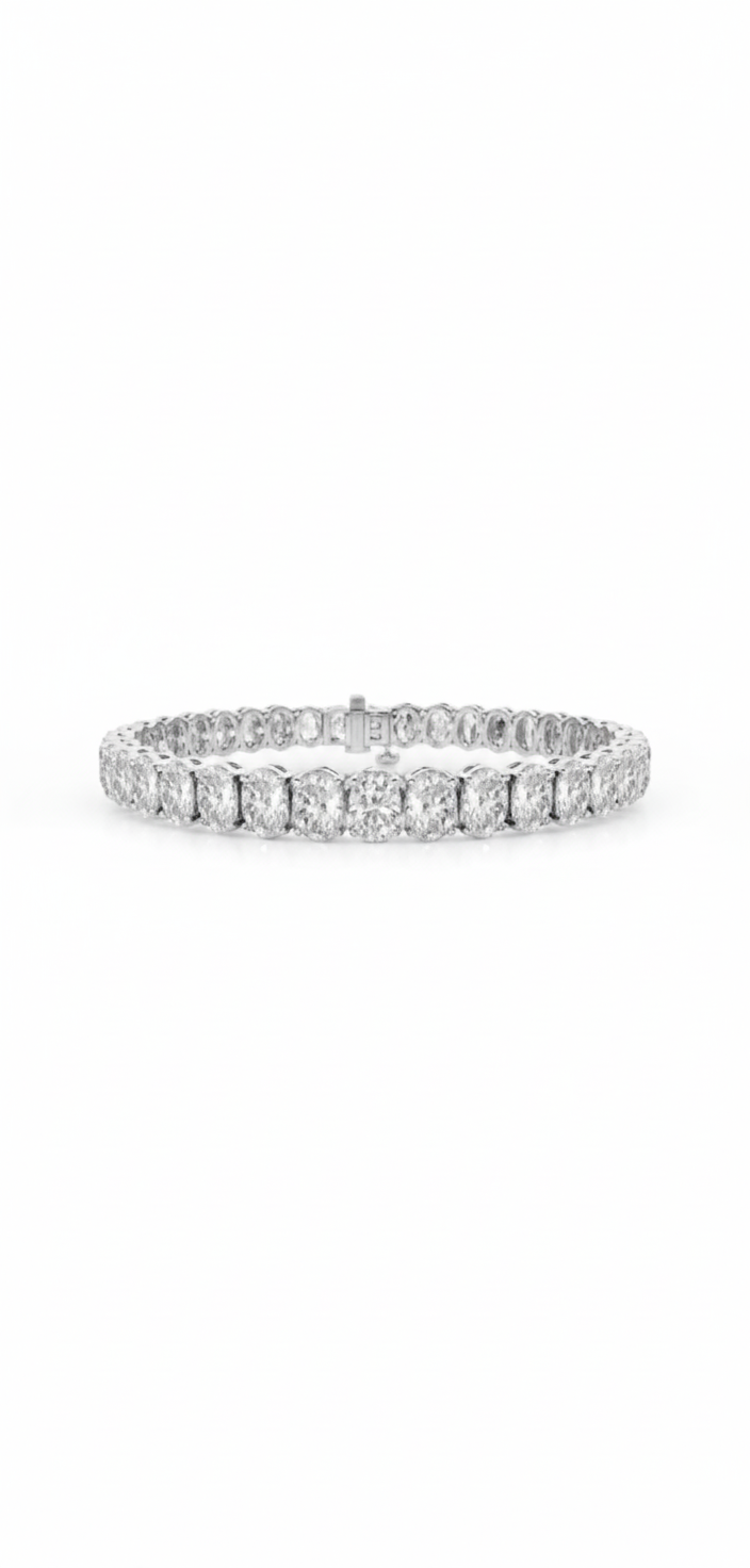 7 ct Lab Grown Round Diamond Tennis Bracelet set in White or Yellow Gold