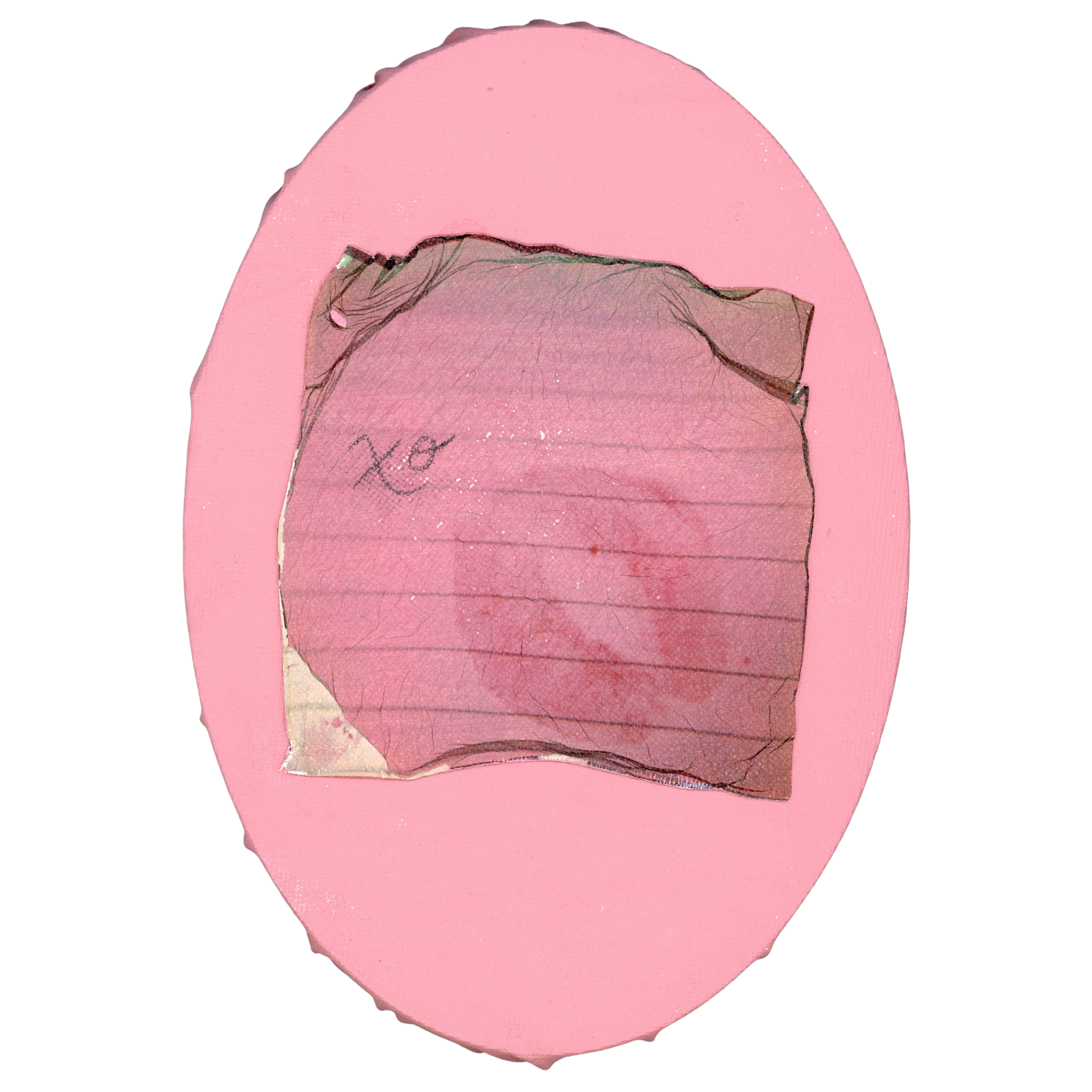 "XO" | Polaroid emulsion on canvas, cut out, placed onto canvas, with hand-drawn and painted accents