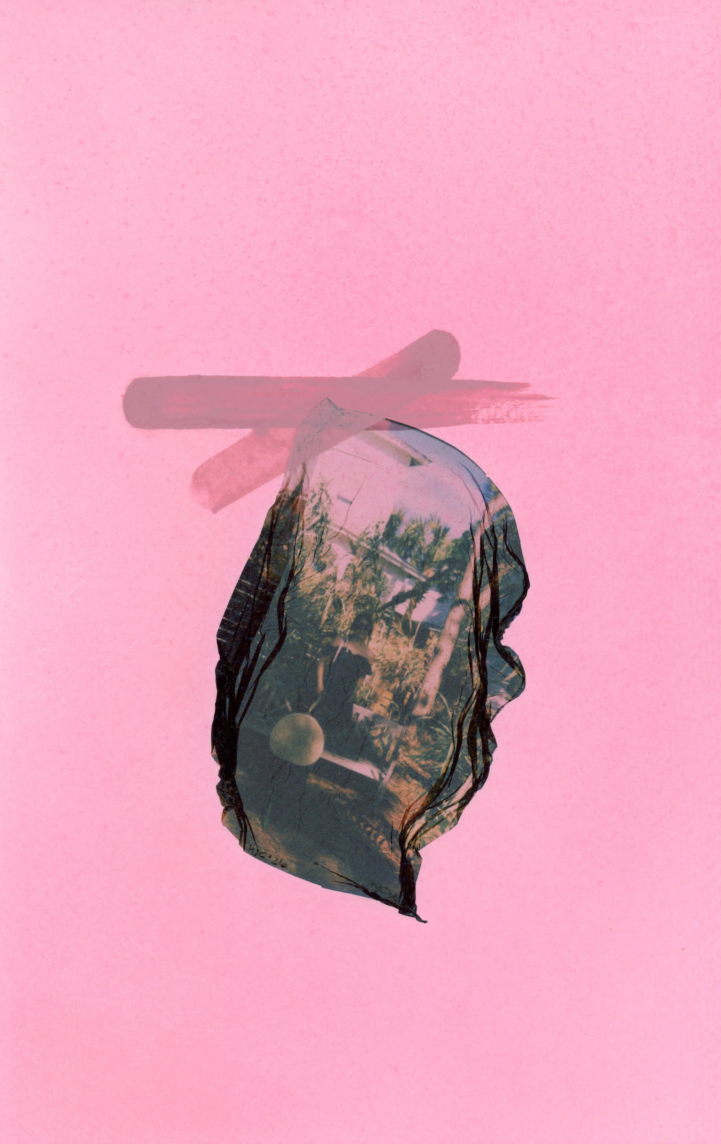 "Forget me not" | Polaroid emulsion on hand-dyed watercolor paper with acrylic accents