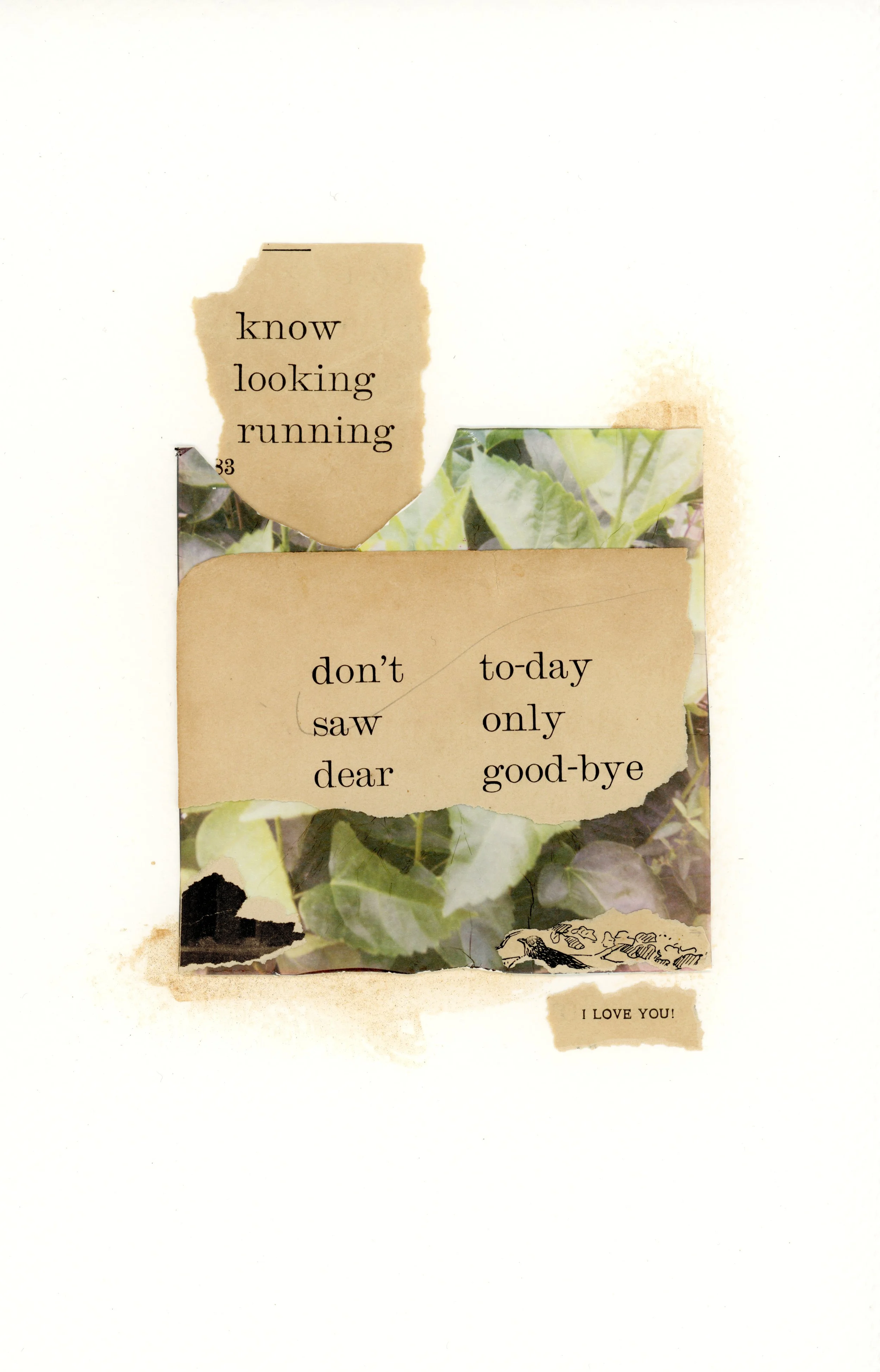 "I Love You!" | Polaroid emulsion with antique text and acrylic accents, on watercolor paper 