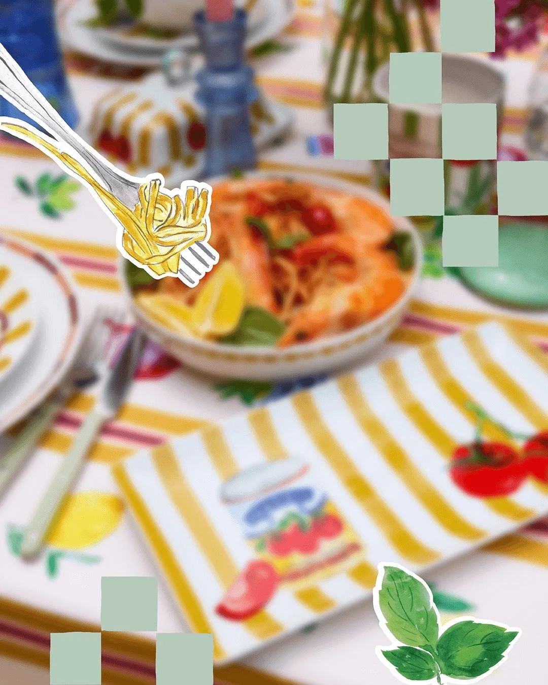 Vibrant yellows, striking reds, and lush greens.

Swipe to reveal - a collection designed to bring everyone to the table.