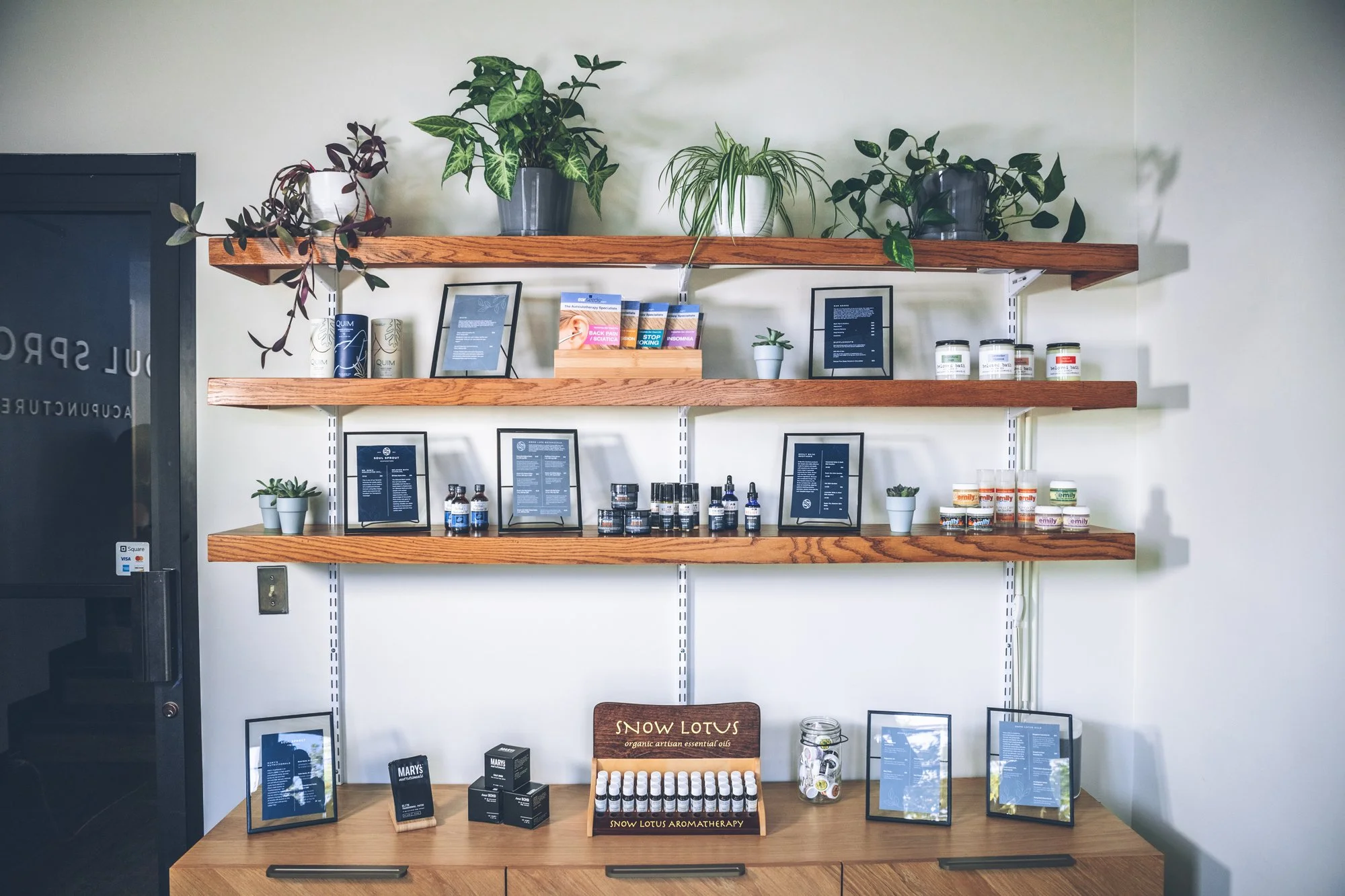 Soul Sprout retail display with product signage.