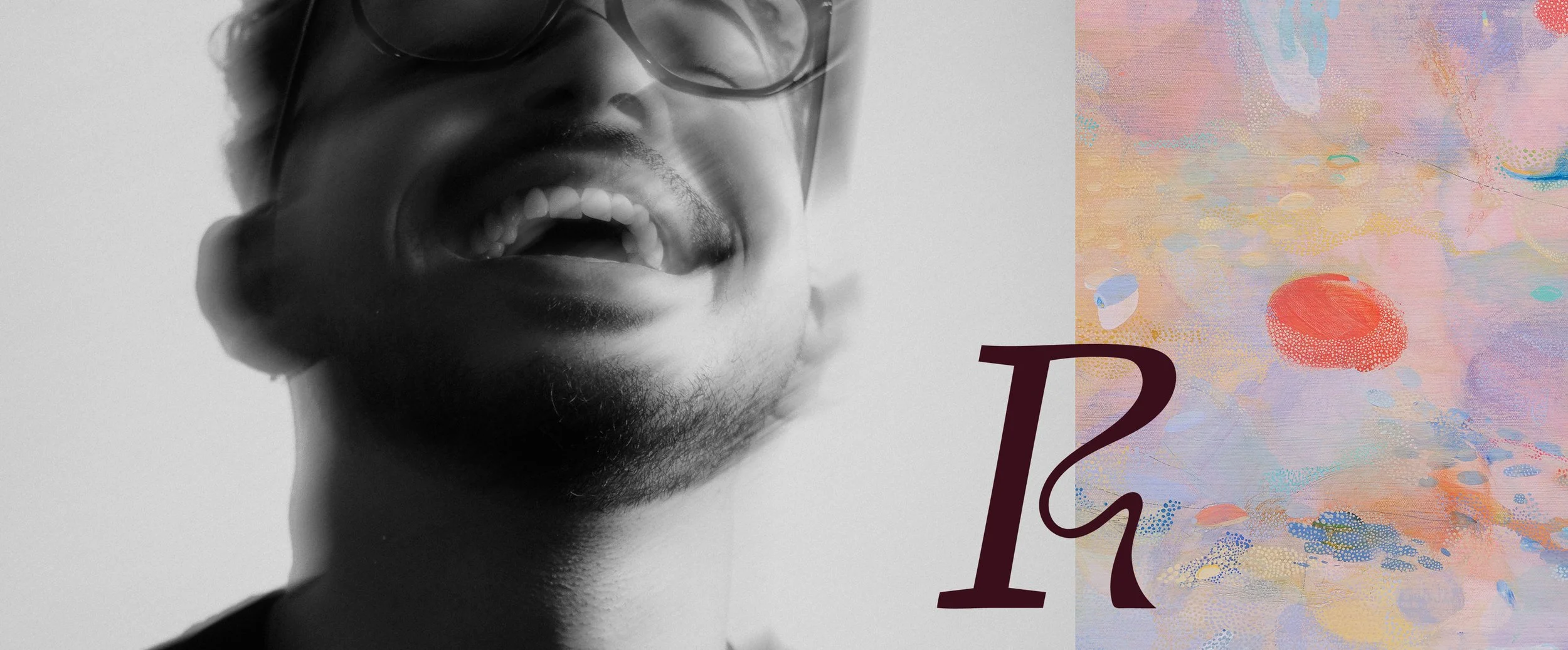 Black and white portrait of a young man laughing, Rachael Benjamin Therapy brand photography.