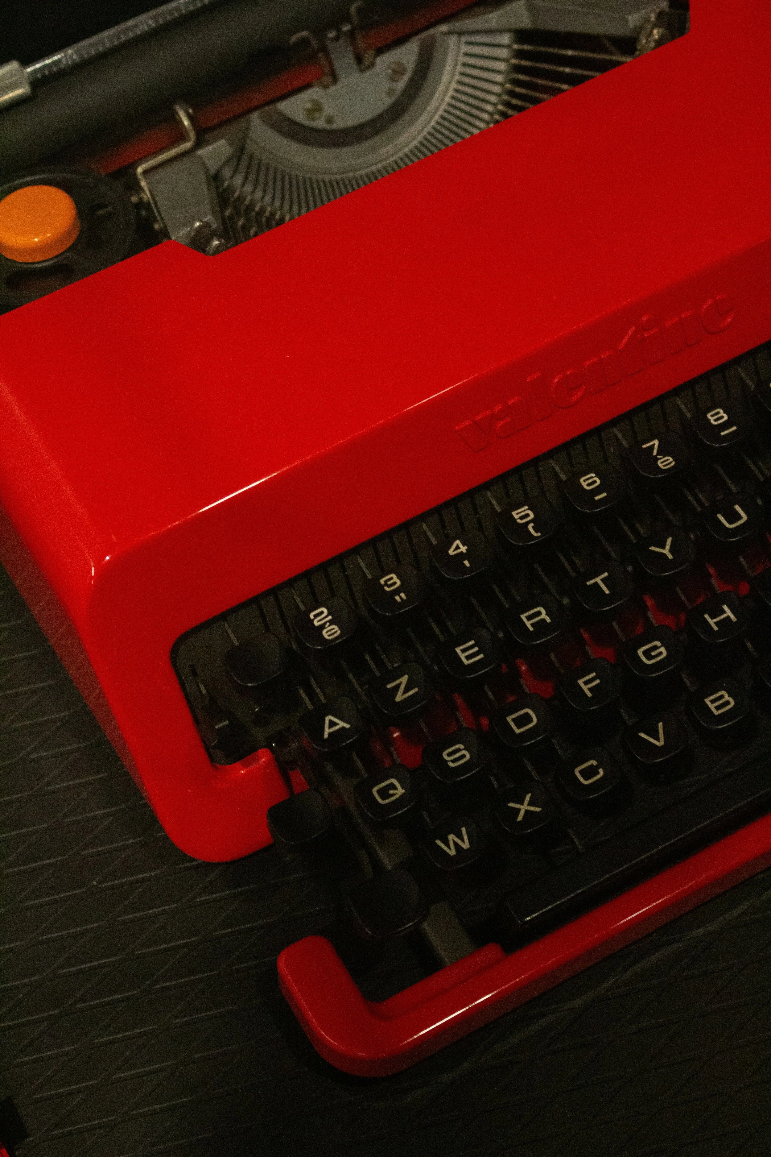 Red typewriter.