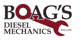 Boag's Diesel Mechanics logo with the company name and a wrench graphic.