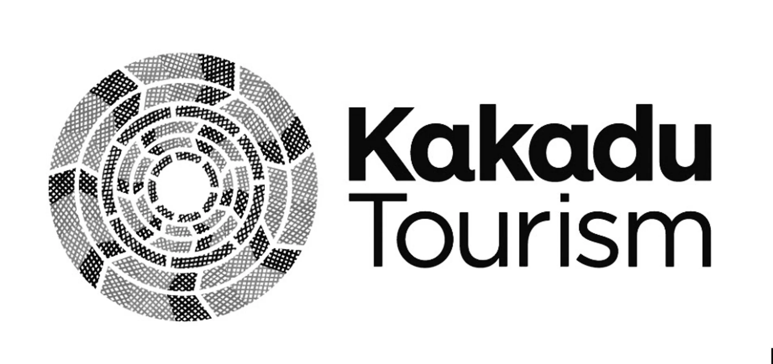 Kakadu Tourism logo with a circular geometric design and bold black text