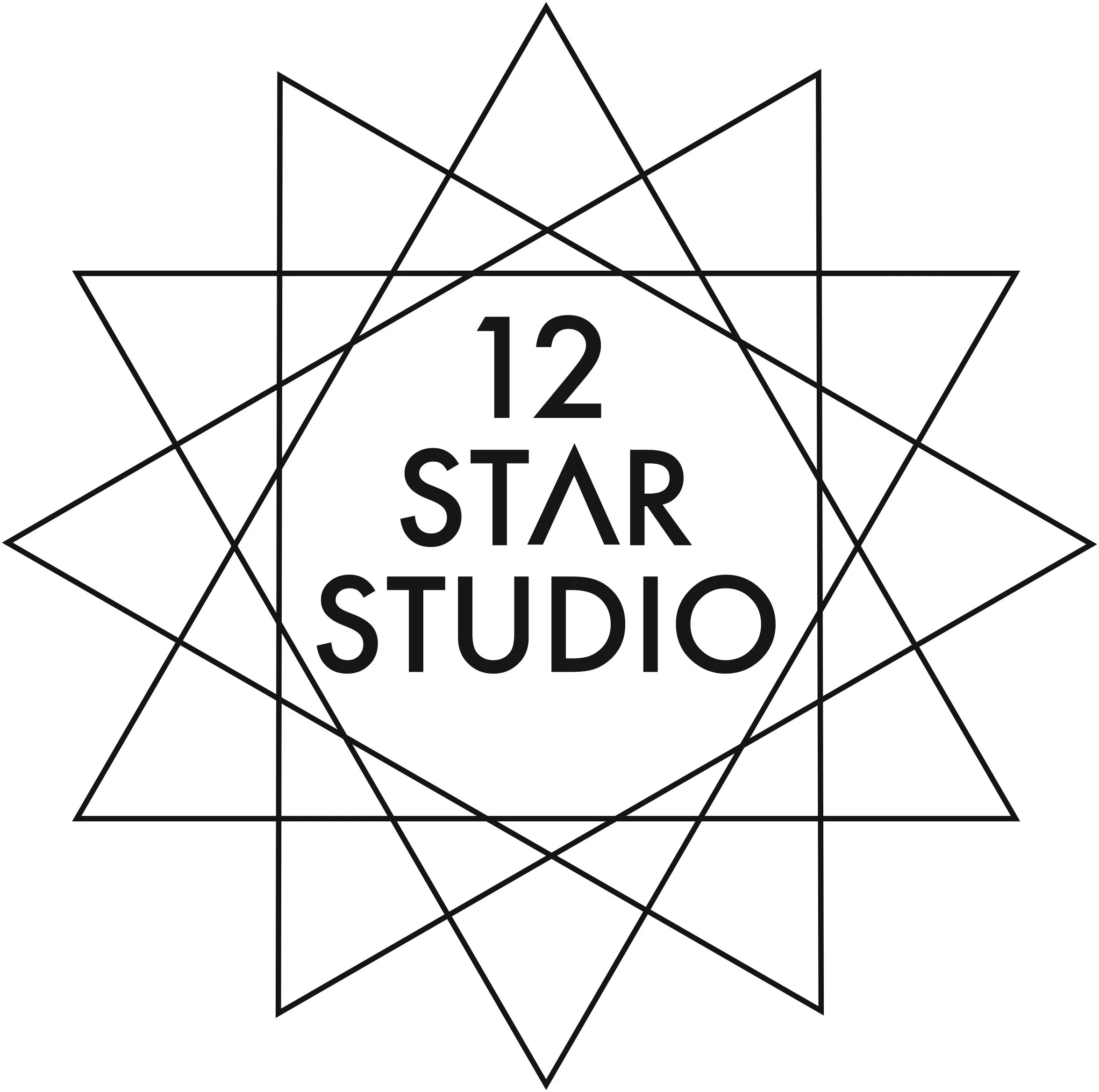 Logo for 12 Star Studio with a geometric star design surrounding the text.