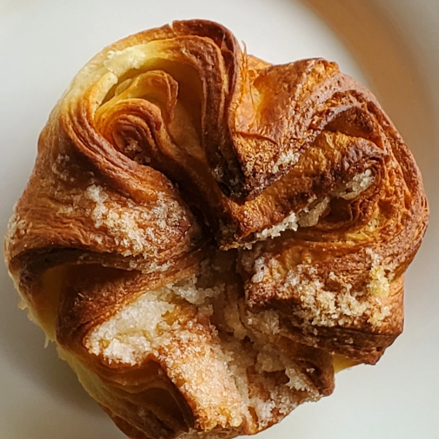 Kouign Amann. We are working on this beautiful freezer to oven kouign amann. Hopefully in stores in 2024.