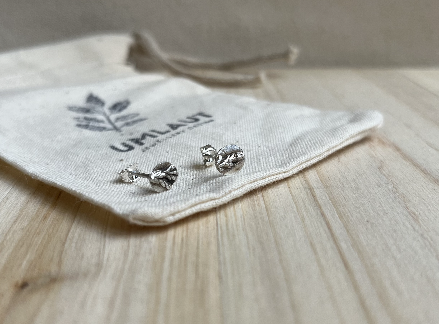 Nature-Inspired Silver Leaf Stud Earrings