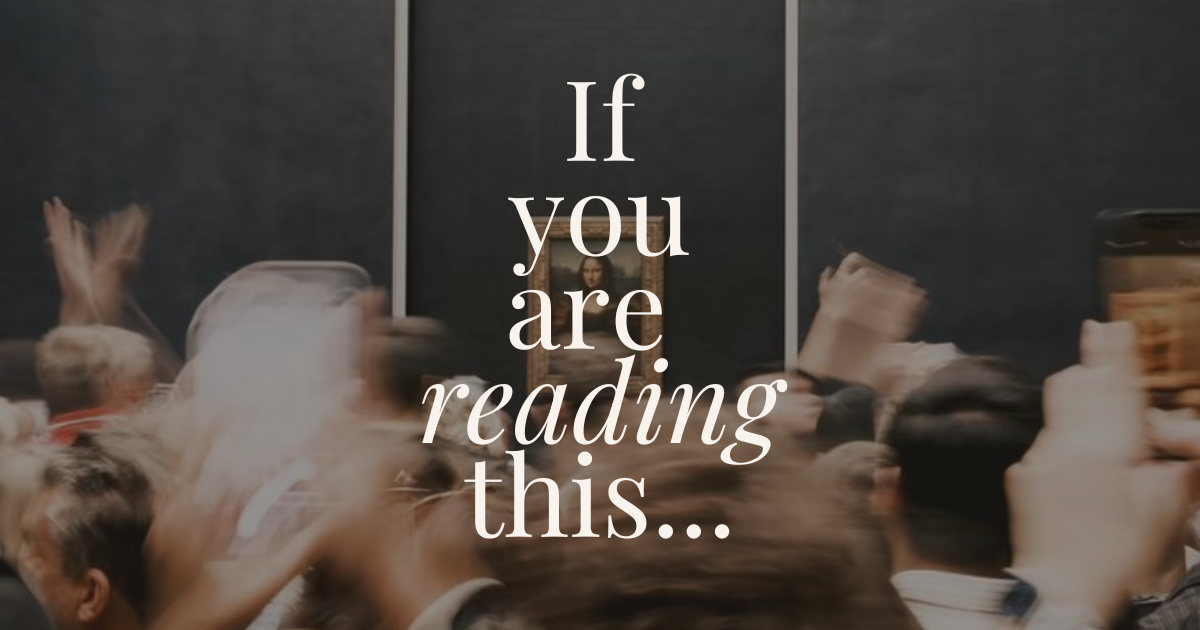 A group of people raising their hands and recording with smartphones at a gathering or event, with a dark wall and a framed art piece in the background, overlaid with the text 'If you are reading this...'