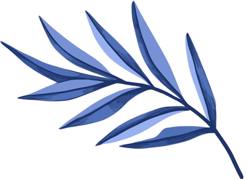 Stylized blue leaves on a dark background