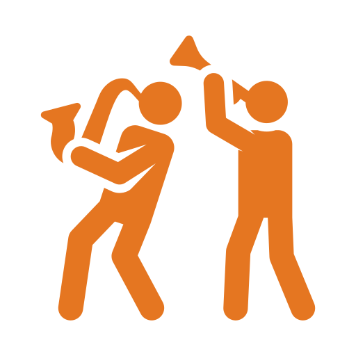 Illustration of two people fighting, one hitting the other with a baseball bat.