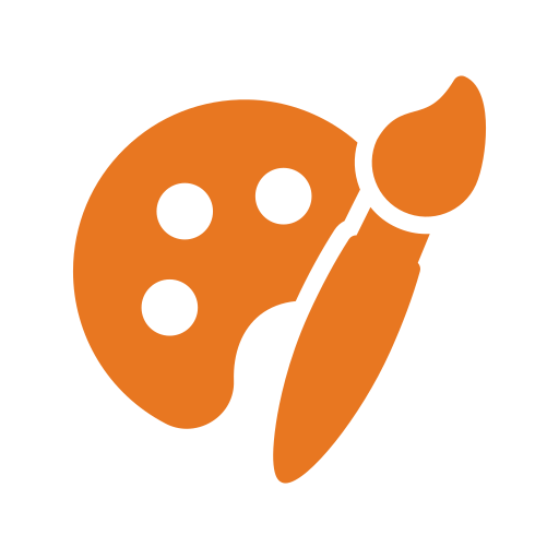 Icon of a paint palette and paintbrush