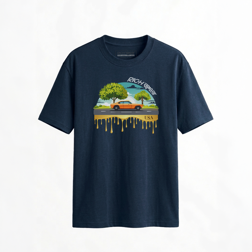 RIC.H APPEAR®️  Oversized Designer Print Tee Car SIZE-M